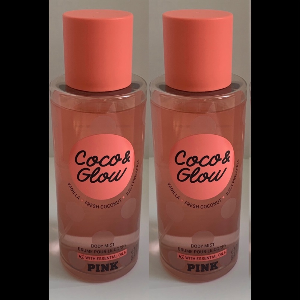 Pink Victoria’s Secret Coco & Glow body mist body 8.4 Fl Oz lot of 2 bottles